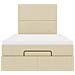 Struttura Letto Pouf con Materasso Crema 120x200 cm in Tessuto - Foto miniatura 8
