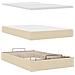 Struttura Letto Pouf con Materasso Crema 120x200 cm in Tessuto - Foto miniatura 9