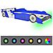 Letto Con Luci Led Per Bambino Auto Da Corsa 90x200 Cm Blu - Foto miniatura 1
