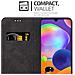 Custodia Compatibile Con Samsung Galaxy A31 In Nero Marrone - Coperchio Protettiva Con Chiusura Magnetica, Funzione Stand E Tasca Per Le Carte - Foto miniatura 3