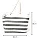 Borsa Mare Borsone Grande Spiaggia Piscina Beach Stripe A Righe Chiusura Zip Borsa Grigio - Foto miniatura 4