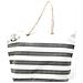 Borsa Mare Borsone Grande Spiaggia Piscina Beach Stripe A Righe Chiusura Zip Borsa Grigio - Foto miniatura 1