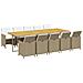 Set Da Pranzo Per Giardino 11pz Con Cuscini In Polyrattan Beige - Foto miniatura 2
