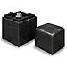Set 2 Pouf Poggiapiedi In Ecopelle Nero Coperchio 2 In 1 Sgabello Con Scomparto - Foto miniatura 2