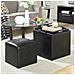 Set 2 Pouf Poggiapiedi In Ecopelle Nero Coperchio 2 In 1 Sgabello Con Scomparto - Foto miniatura 4