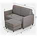Divano Karay 2 Posti (due Sedute Da 60cm) + Pouf Misure Esterne L. 138 P. 155 Colore Grigio - Foto miniatura 3