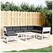Set Salotto Giardino 7pz con Cuscini Bianco Legno Massello Pino - Foto miniatura 2