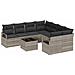 Set di divani da giardino  9 pezzi con cuscini grigio chiaro in polirattan, Divano da giardino  2 posti con contenitore e cuscini grigi in polirattan - Foto miniatura 1