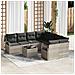 Set di divani da giardino  9 pezzi con cuscini grigio chiaro in polirattan, Divano da giardino  2 posti con contenitore e cuscini grigi in polirattan - Foto miniatura 2
