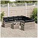Set di divani da giardino  9 pezzi con cuscini grigio chiaro in polirattan, Divano da giardino  2 posti con contenitore e cuscini grigi in polirattan - Foto miniatura 3