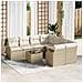 Set di divani da giardino da 9 pezzi con cuscini beige polirattan,  Divano da giardino a 2 posti con cuscini beige polirattan - Foto miniatura 2