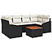 Set Divano da Giardino a 7 Pezzi con Cuscini Nero Polyrattan Acacia - Foto miniatura 1