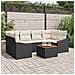 Set Divano da Giardino a 7 Pezzi con Cuscini Nero Polyrattan Acacia - Foto miniatura 2