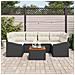 Set Divano da Giardino a 7 Pezzi con Cuscini Nero Polyrattan Acacia - Foto miniatura 3