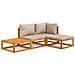 Set Salotto da Giardino 4pz con Cuscini Tortora Legno Massello - Foto miniatura 1