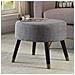 Sgabello Pouf In Tessuto Grigio Gambe In Legno Poggiapiedi Imbottito 56x46x43 Cm - Foto miniatura 3
