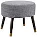 Sgabello Pouf In Tessuto Grigio Gambe In Legno Poggiapiedi Imbottito 56x46x43 Cm - Foto miniatura 1