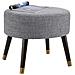 Sgabello Pouf In Tessuto Grigio Gambe In Legno Poggiapiedi Imbottito 56x46x43 Cm - Foto miniatura 4