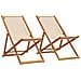 Sedie Da Spiaggia Pieghevoli 2 Pz Beige In Tessuto E Legno - Foto miniatura 1