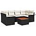 Set Divano da Giardino a 7 Pezzi con Cuscini Nero Polyrattan Acacia - Foto miniatura 1