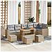 Set Divano Giardino 10 Pezzi con Cuscini Beige Polyrattan Acacia, Set Pranzo Giardino 4 Pezzi con Cuscini Beige Polyrattan Acacia - Foto miniatura 2