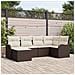 Set Divano da Giardino 6 pcs Marrone e bianco Poly Rattan - Foto miniatura 2