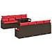 Set Divano da Giardino 9 pcs Marrone e Rosso polyrattan - Foto miniatura 1