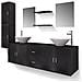 Set Mobili da Bagno 11 pz con Lavabo e Rubinetto Nero - Foto miniatura 1