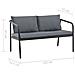 Divano Da Giardino A 2 Posti Con Cuscini Grigio In Alluminio - Foto miniatura 7