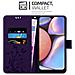 Custodia Compatibile Con Samsung Galaxy A10s In Lilla Scuro Fiore - Coperchio Protettivo In Design Floreale Con Chiusura Magnetica, Funzione Stand E Slot Per Carte - Foto miniatura 3