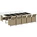 Set Da Pranzo Per Giardino 11pz Con Cuscini In Polyrattan Beige - Foto miniatura 2