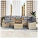 Set di Divani da Giardino 9 Pezzi con Cuscini Beige in Polyrattan - Foto miniatura 3