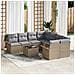 Set di divani da giardino da 9 pezzi con cuscini beige polyrattan - Foto miniatura 2