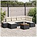 Set Divano da Giardino a 7 Pezzi con Cuscini Nero Rattan Acacia - Foto miniatura 2