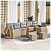 Set Divano Giardino 10 Pezzi con Cuscini Beige Rattan Polietilene Acacia, Set da Pranzo 3 Pezzi Giardino con Cuscini Beige Rattan Polietilene Acacia - Foto miniatura 2