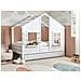 Letto Per Bambini Con Cassetti Casa Legno Di Pino Trappes 90 X 200 Cm Bianco - Foto miniatura 1