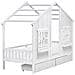 Letto Per Bambini Con Cassetti Casa Legno Di Pino Trappes 90 X 200 Cm Bianco - Foto miniatura 2