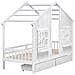 Letto Per Bambini Con Cassetti Casa Legno Di Pino Trappes 90 X 200 Cm Bianco - Foto miniatura 3