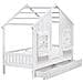 Letto Per Bambini Con Cassetti Casa Legno Di Pino Trappes 90 X 200 Cm Bianco - Foto miniatura 4
