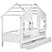 Letto Per Bambini Con Cassetti Casa Legno Di Pino Trappes 90 X 200 Cm Bianco - Foto miniatura 5