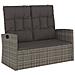 Panca Giardino Reclinabile con Cuscini 118cm Polyrattan Grigio - Foto miniatura 1