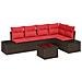 Set Divano da Giardino Marrone e Rosso polyrattan - Foto miniatura 1