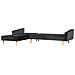 Divano Angolare Lato Destro Tessuto Velluto Nero Funzione Sonno Vadso - Foto miniatura 13