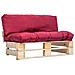 Divano Da Giardino A Pallet Con Cuscini Rossi In Legno Di Pino - Foto miniatura 1
