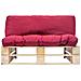 Divano Da Giardino A Pallet Con Cuscini Rossi In Legno Di Pino - Foto miniatura 2
