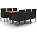 Set Da Pranzo Per Esterni 7 Pz In Polyrattan Nero - Foto miniatura 1