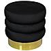 Pouf Salotto Camera Rotondo Imbottito Modello Velvet Creamy Tinta Unita Pouf Nero - Foto miniatura 1