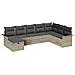 Set divano da giardino  8 pezzi con cuscini grigio chiaro polyrattan, Divano da giardino  2 posti con ripostiglio e cuscini grigio chiaro polyrattan - Foto miniatura 1