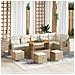 Set Divano Giardino 10 Pezzi con Cuscini Beige Rattan Polimerico Acacia,  Set da Pranzo da Giardino 4 Pezzi con Cuscini Beige Rattan Polimerico Acacia - Foto miniatura 2