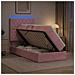 Letto con contenitore LED e materasso Rosa 90 x 190 cm Velluto - Foto miniatura 4